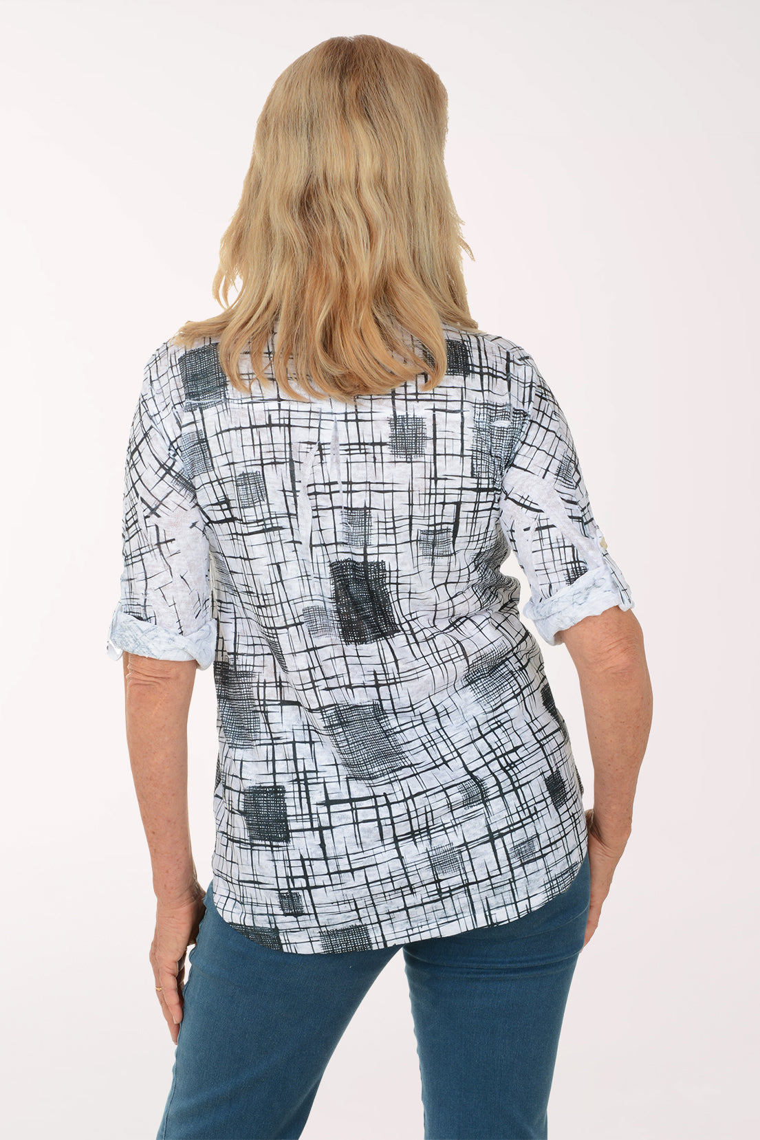 Criss-Crossed Roll Sleeve Top