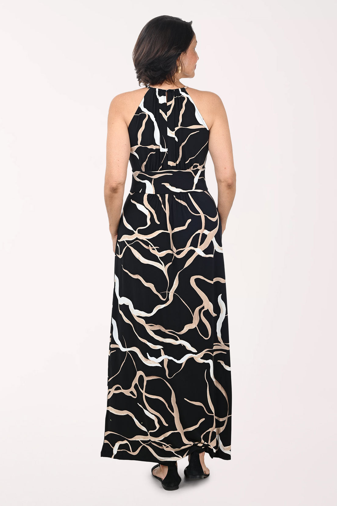 Gold Ribbons Sleeveless Maxi Dress