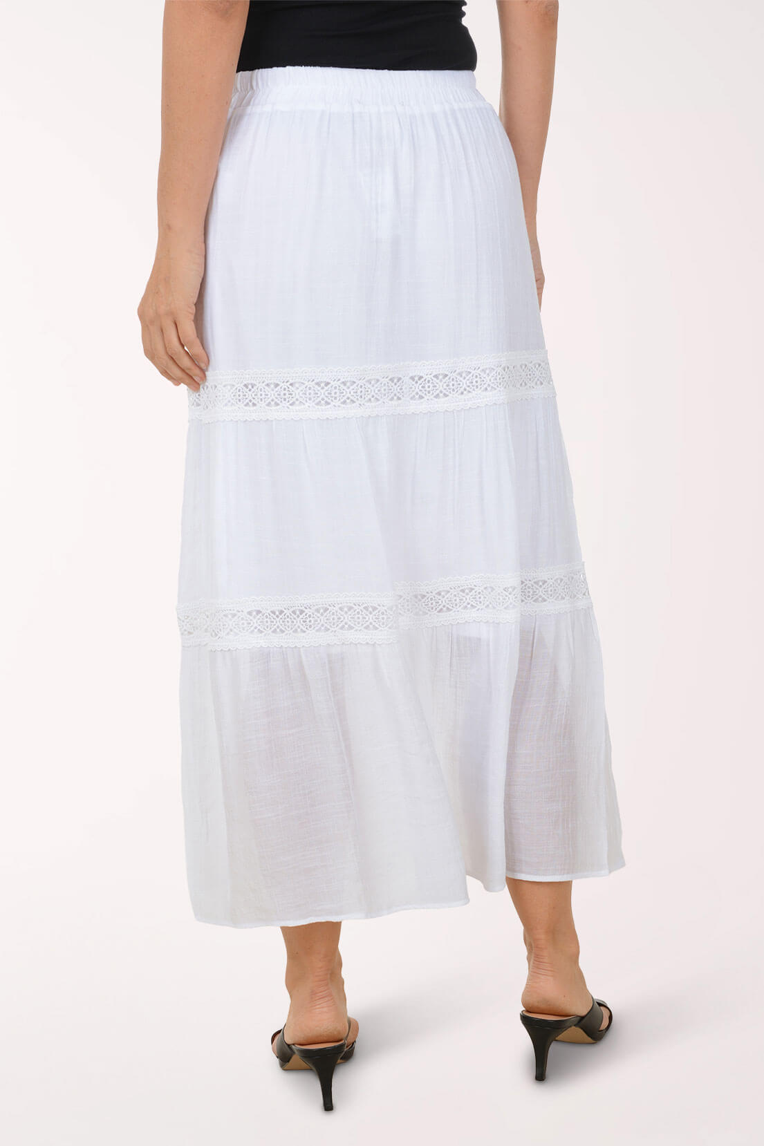 Eyelet Lace Tiered Maxi Skirt