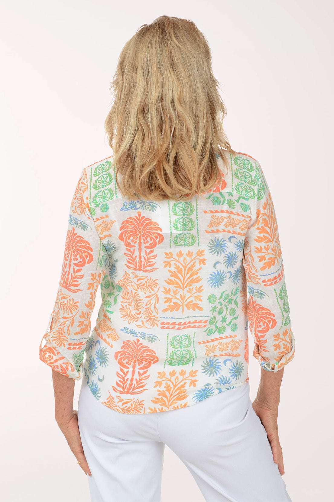Summer Stamp Button-Front Shirt