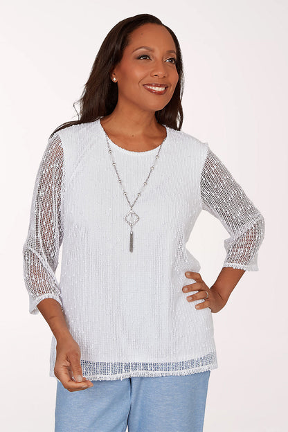Caribbean Blues Popcorn Mesh Necklace Top