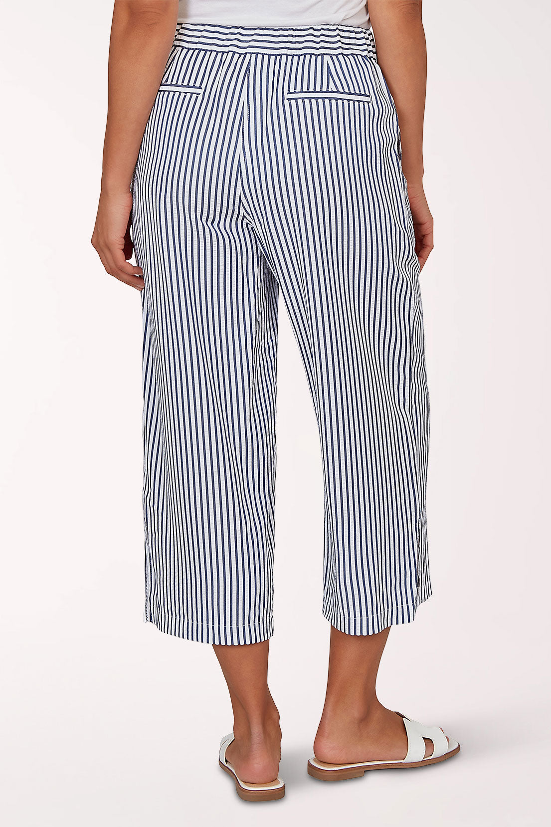 French Riviera Striped Seersucker Crop Pant