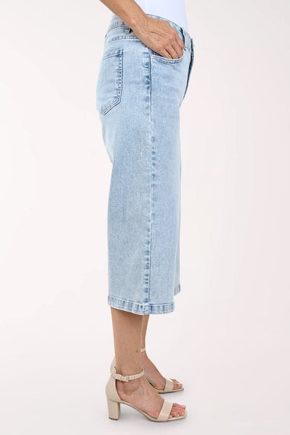 Five-Pocket Denim Culotte Pant