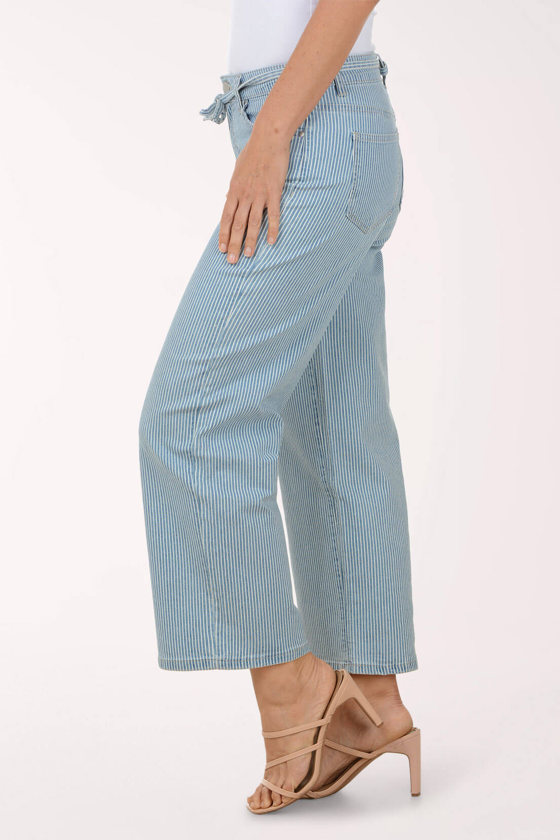 Railroad Striped Twill Wide Leg Pant