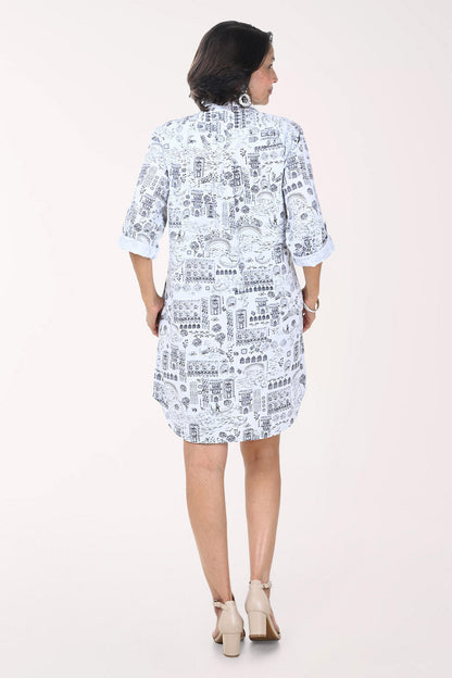 Riverwalk Collared Roll Sleeve Dress