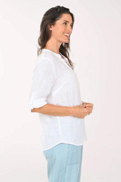 Solid Gauze Henley Blouse