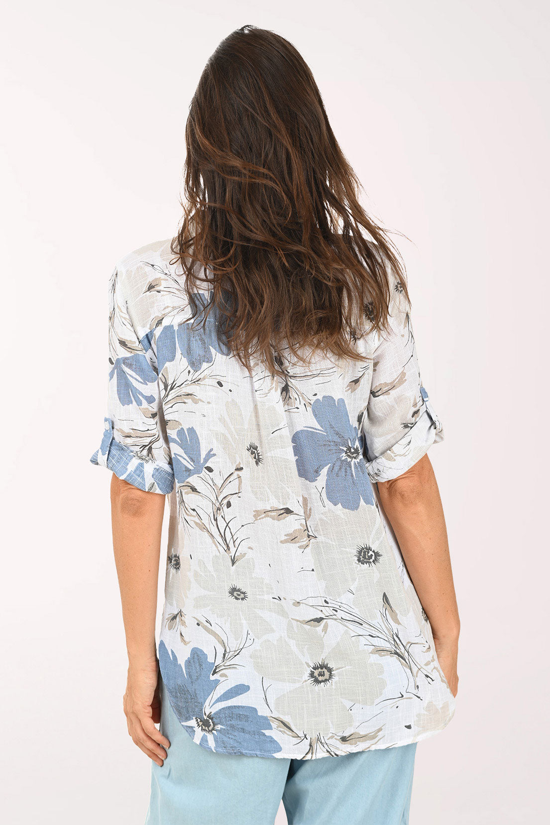 Pressed Flowers Gauze High-Low Shirt