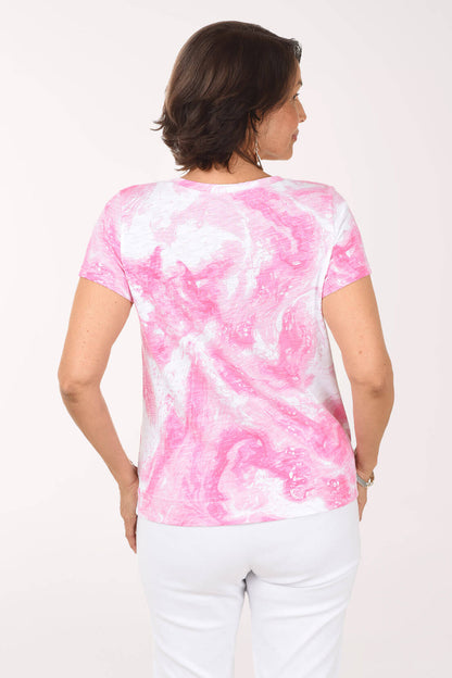 Cosmo Pink Ocean Marble Cotton Tee