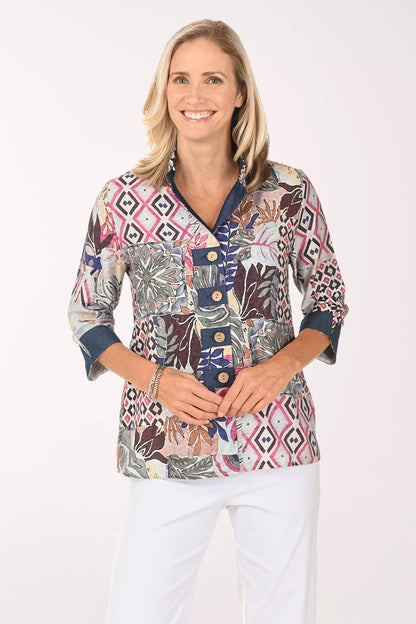 Patchwork Denim-Accented Shirt