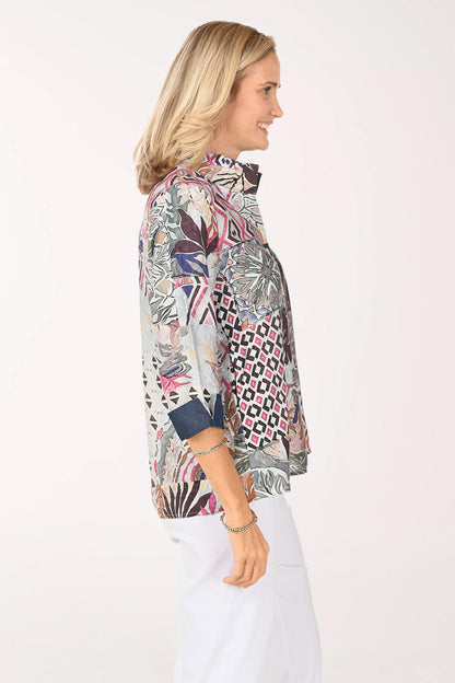 Patchwork Denim-Accented Shirt