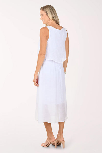 Embroidered Scallop Popover Sleeveless Maxi Dress
