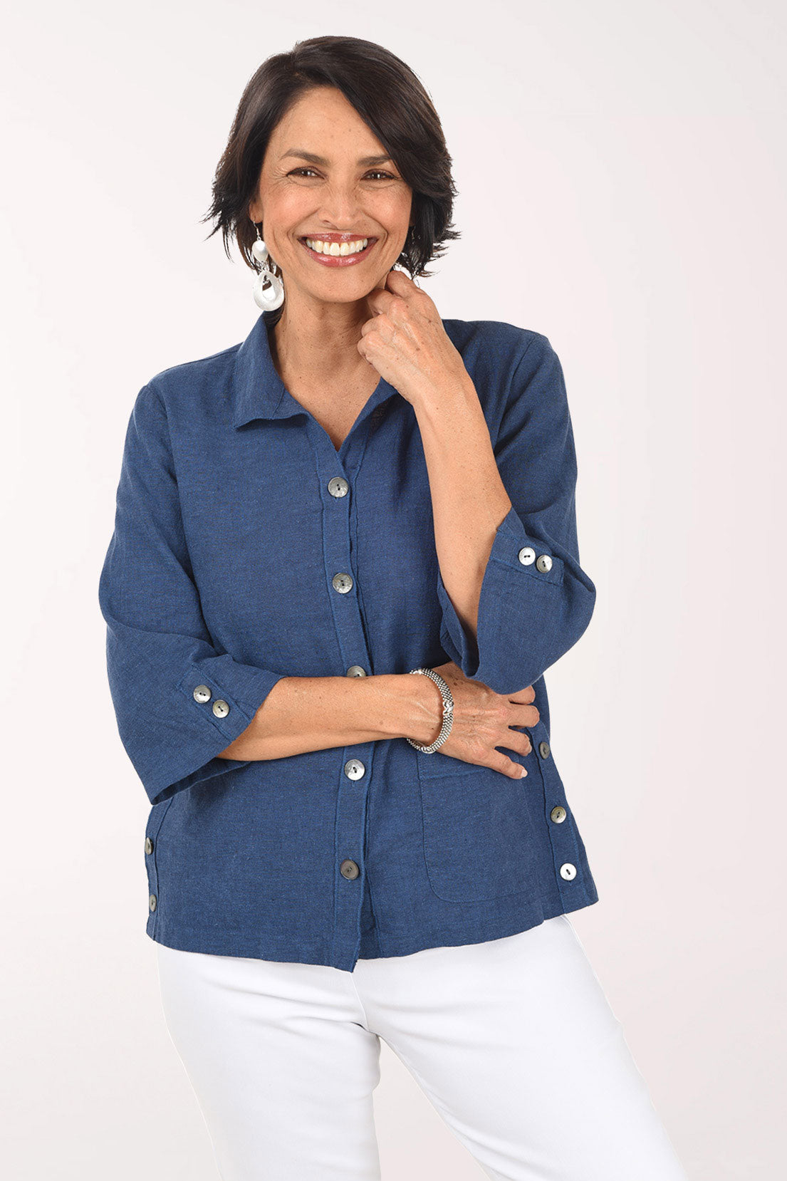 Solid Linen-Blend Relaxed Shirt