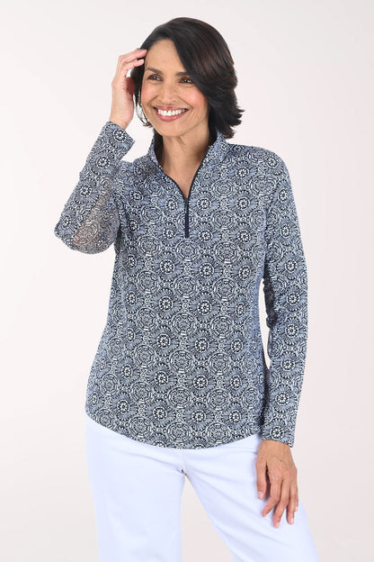 Black Amani Medallion UPF50+ Sun Shirt