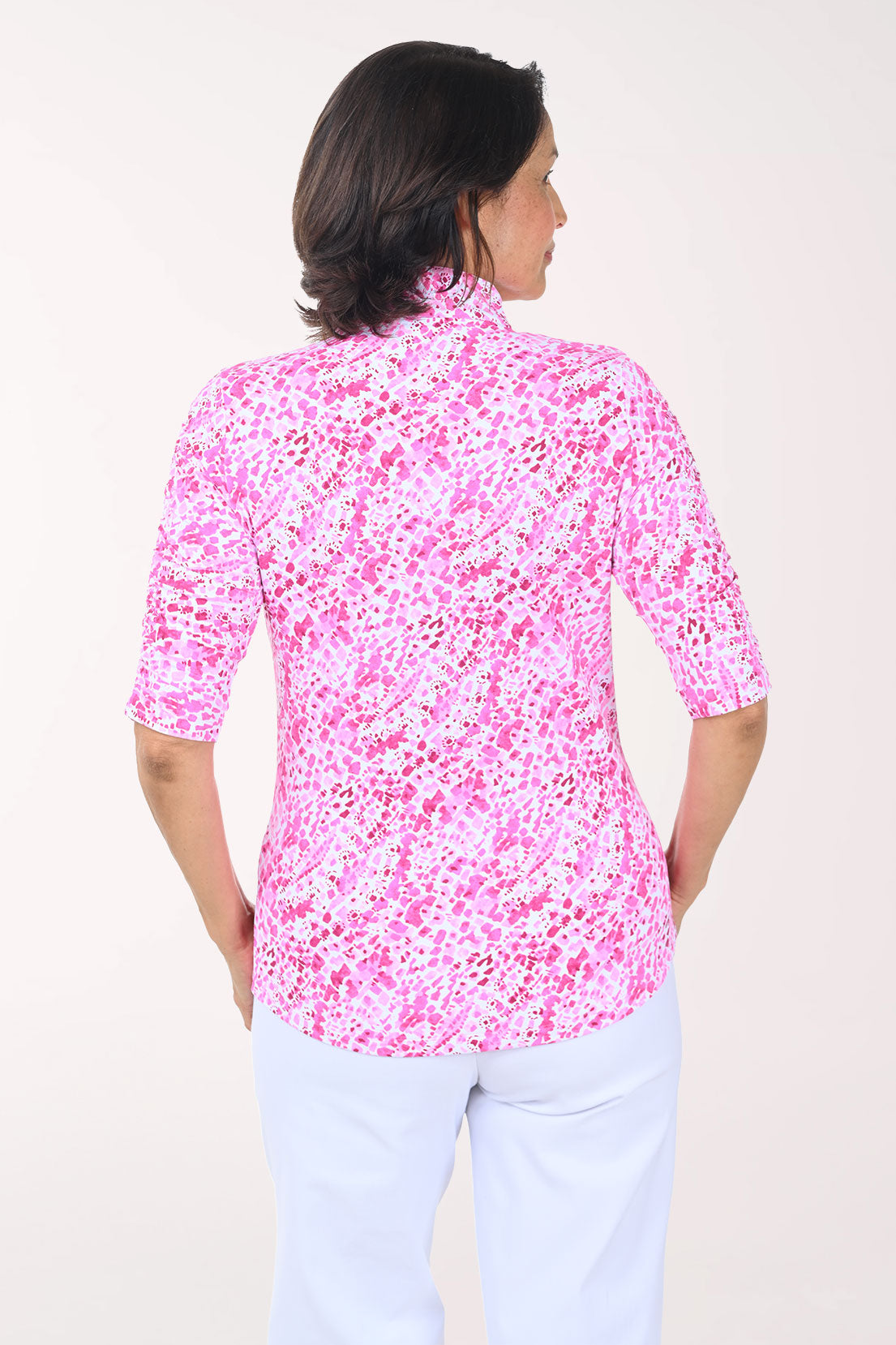 Pink Yesenia Pebble UPF50+ Mandarin Collar Sun Shirt