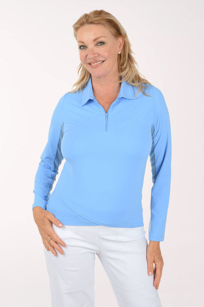 Solid UPF50+ Layered Hem Polo Sun Shirt