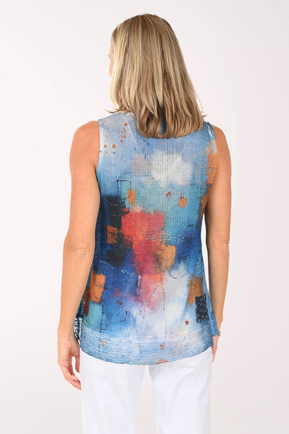 Jewel Tones Mesh Hem Sleeveless Top