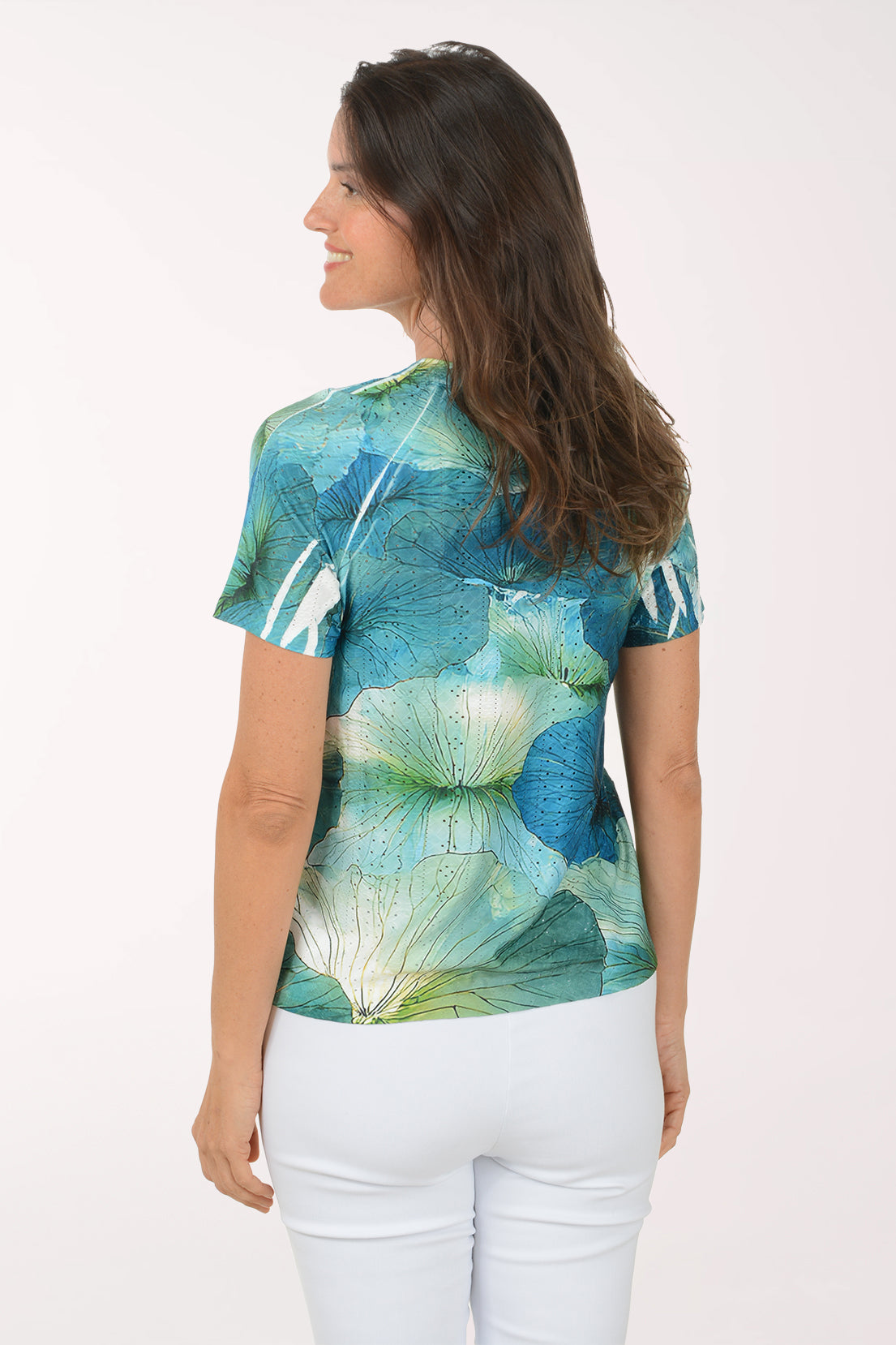 Lotus Leaves Eyelet Short Sleeve Top