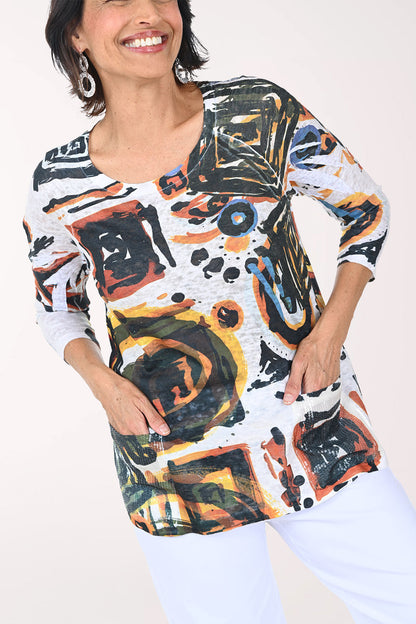 Amber Spiral Sequin Pocket Knit Top
