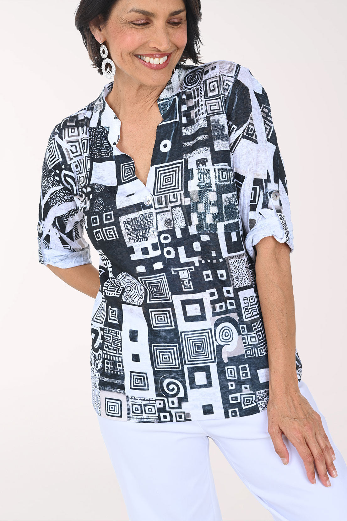 Spiral Cubes Roll Sleeve Top