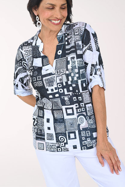 Spiral Cubes Roll Sleeve Top