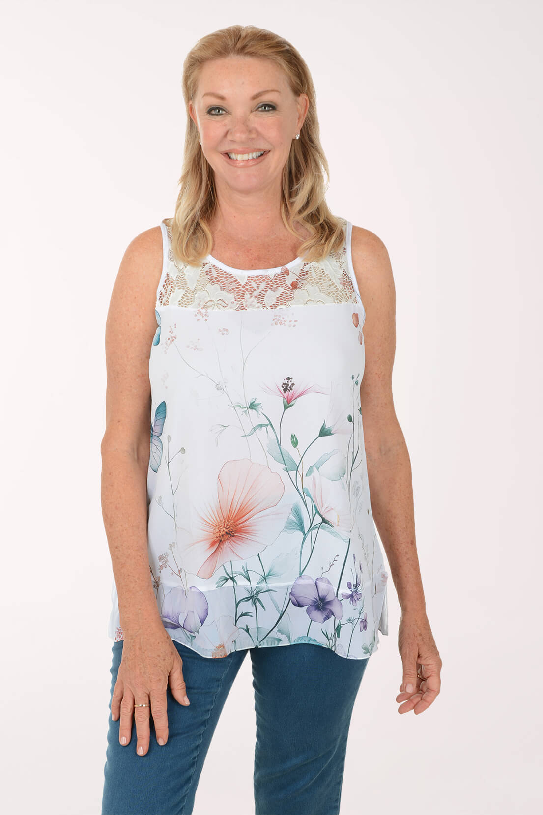 New Season Lace Neck Sleeveless Blouse