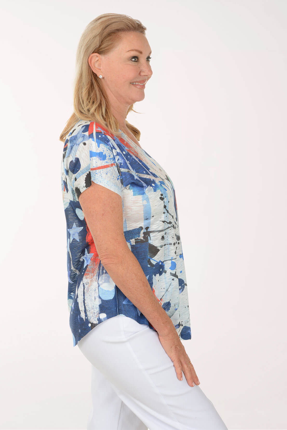 Americana Slub Knit Short Sleeve Top