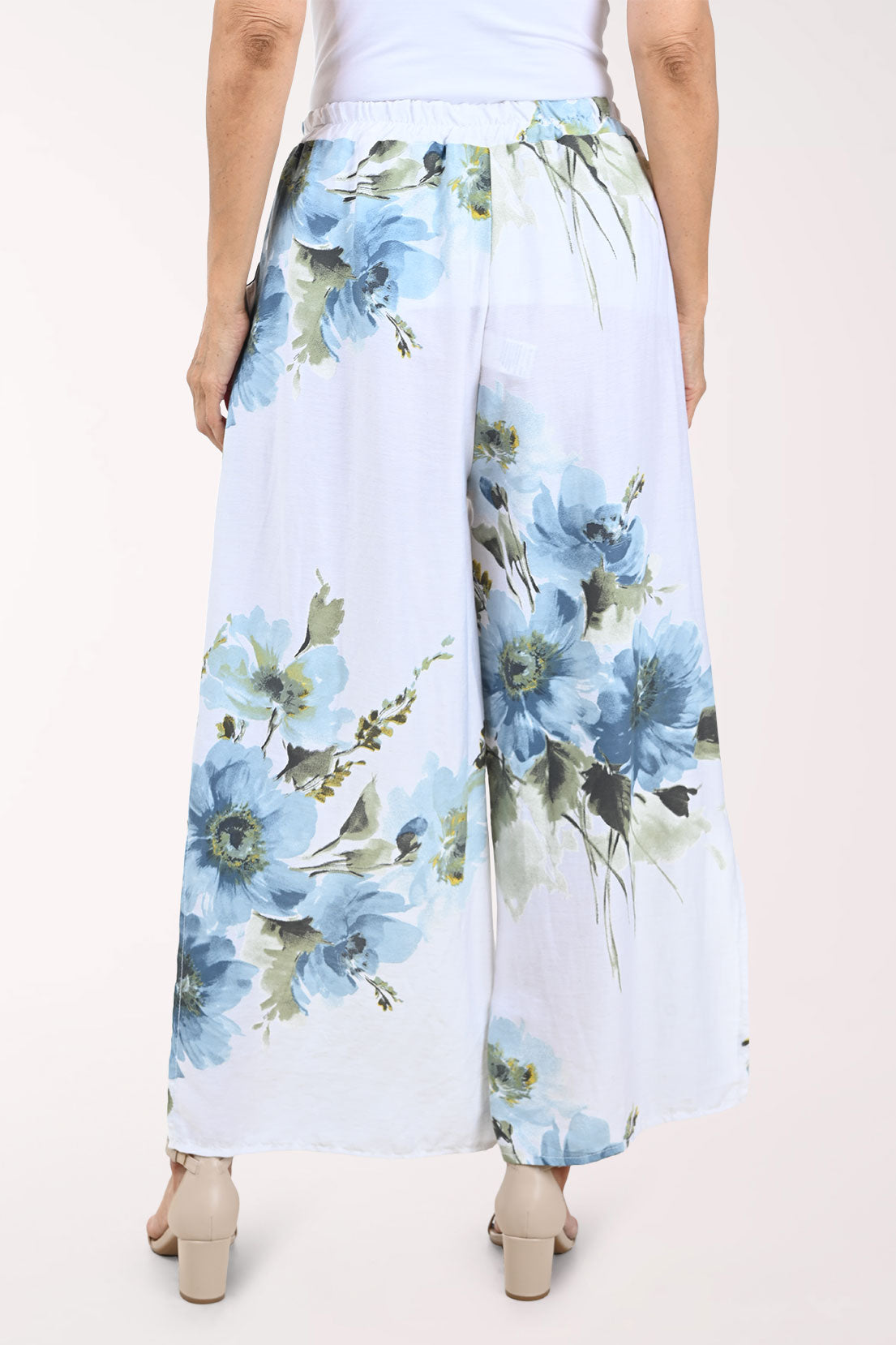 Floral Garden Linen-Blend Side Slit Pant