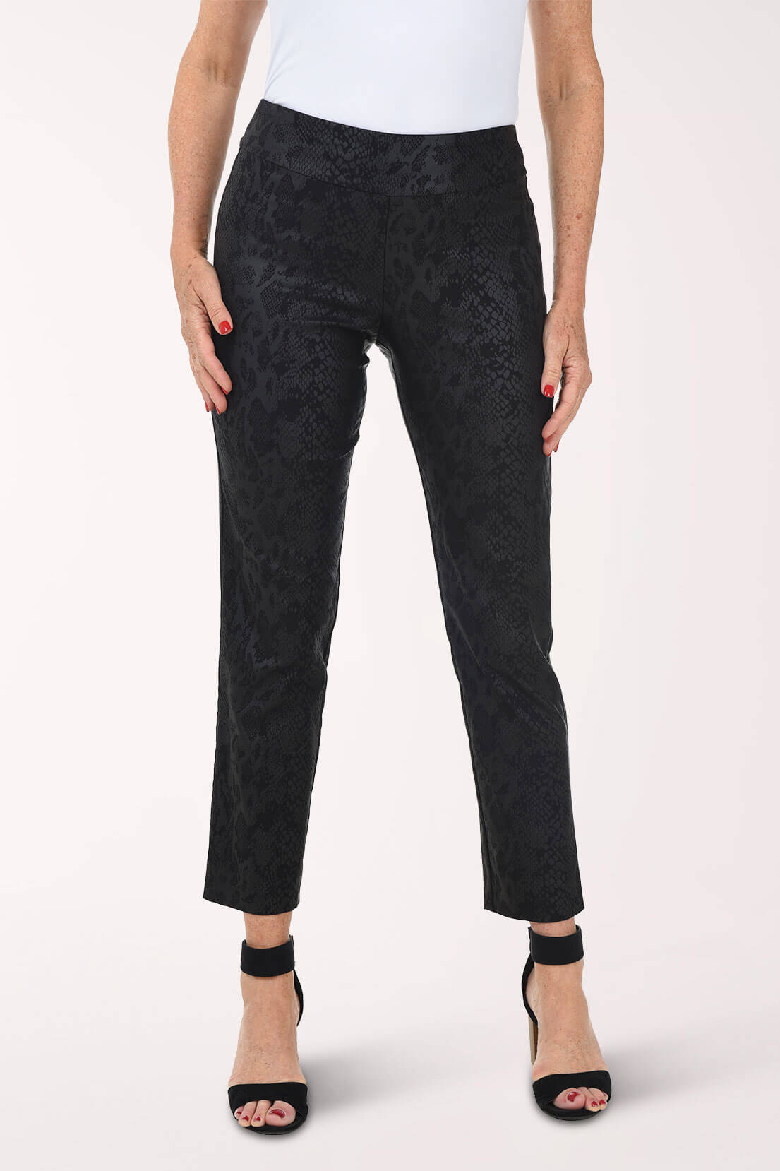Black Python Pull-On Ankle Pant