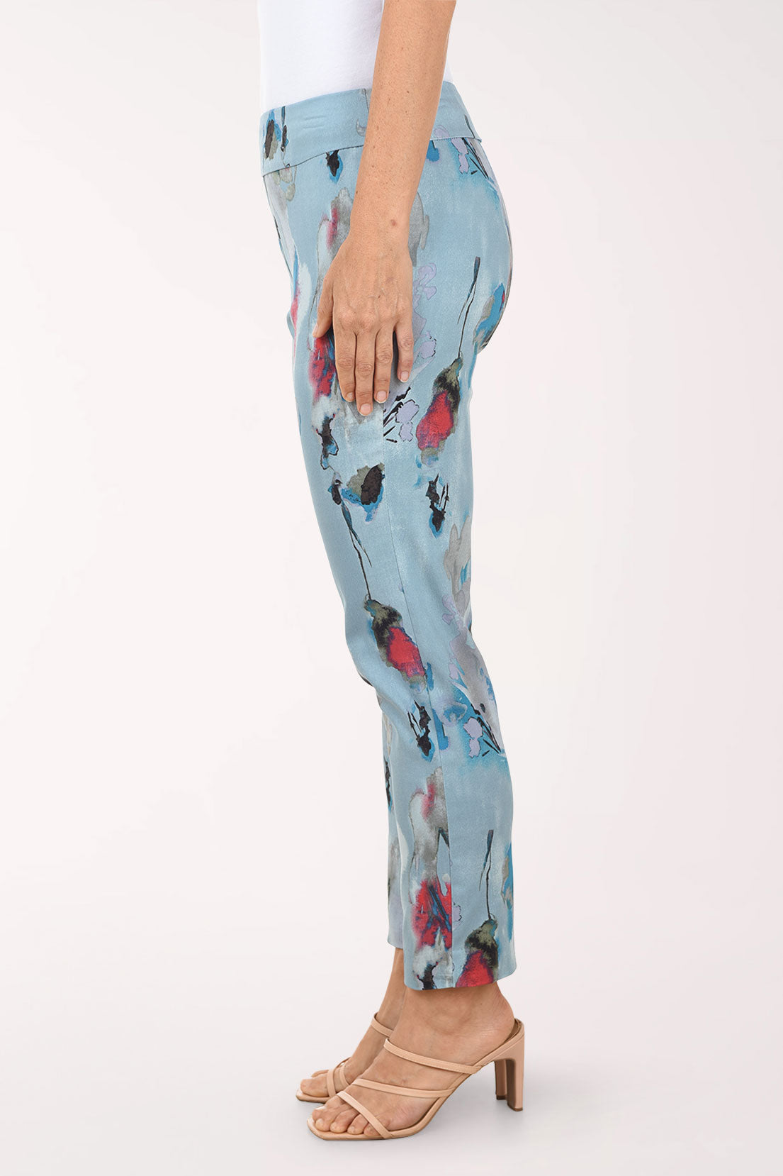 Grey Watercolor Pull-On Ankle Pant