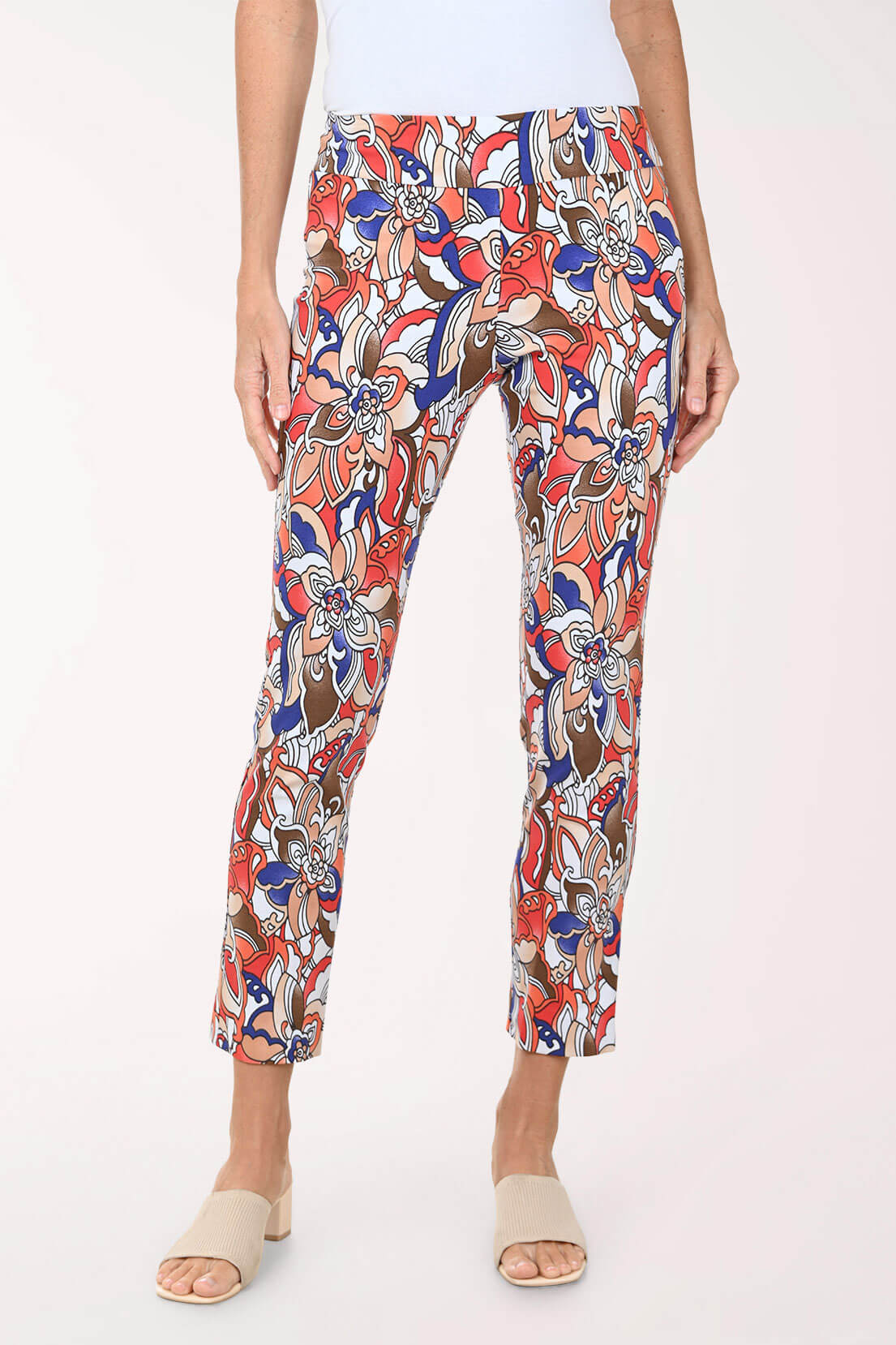 Orange Tropical  Pull-On Ankle Pant