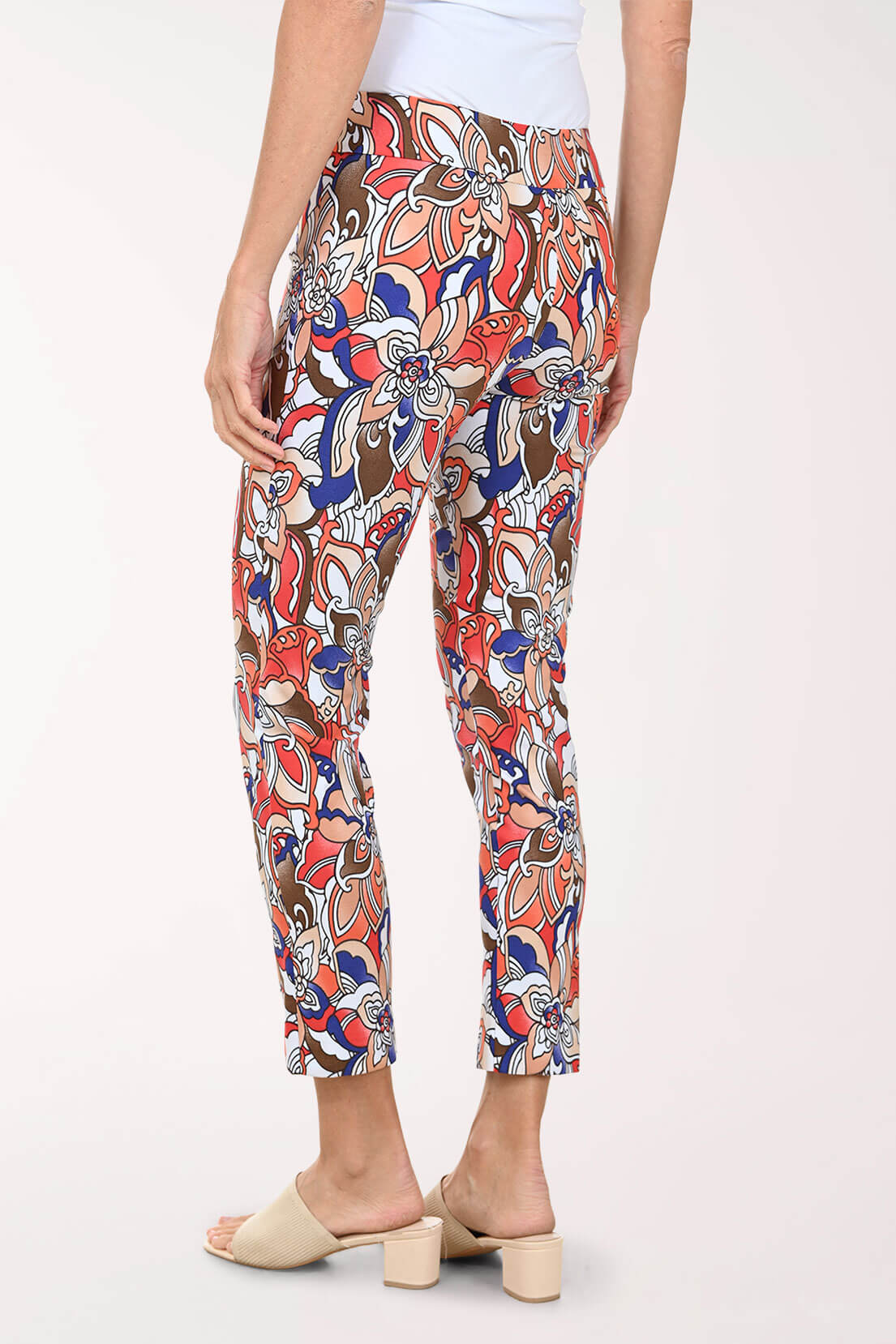 Orange Tropical  Pull-On Ankle Pant