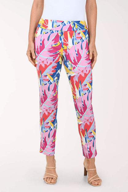Pink Abstract Pull-On Ankle Pant