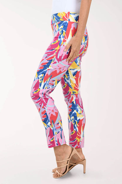 Pink Abstract Pull-On Ankle Pant