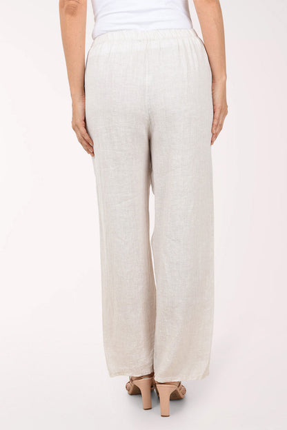 Mesh Accented Linen-Blend Gauze Pant