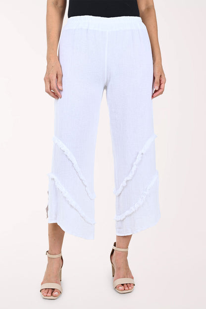 Diagonal Frayed Linen-Blend Pant
