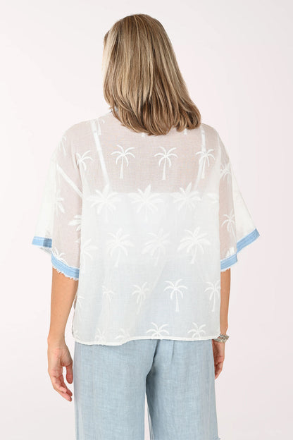 Palm Tree Jacquard Sheer Shirt
