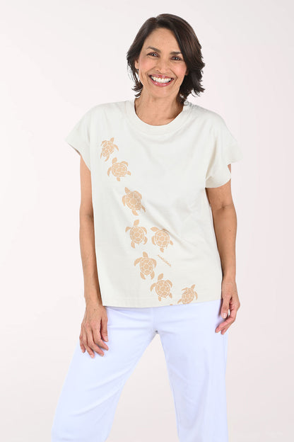Natural Turtles Cap Sleeve Tee