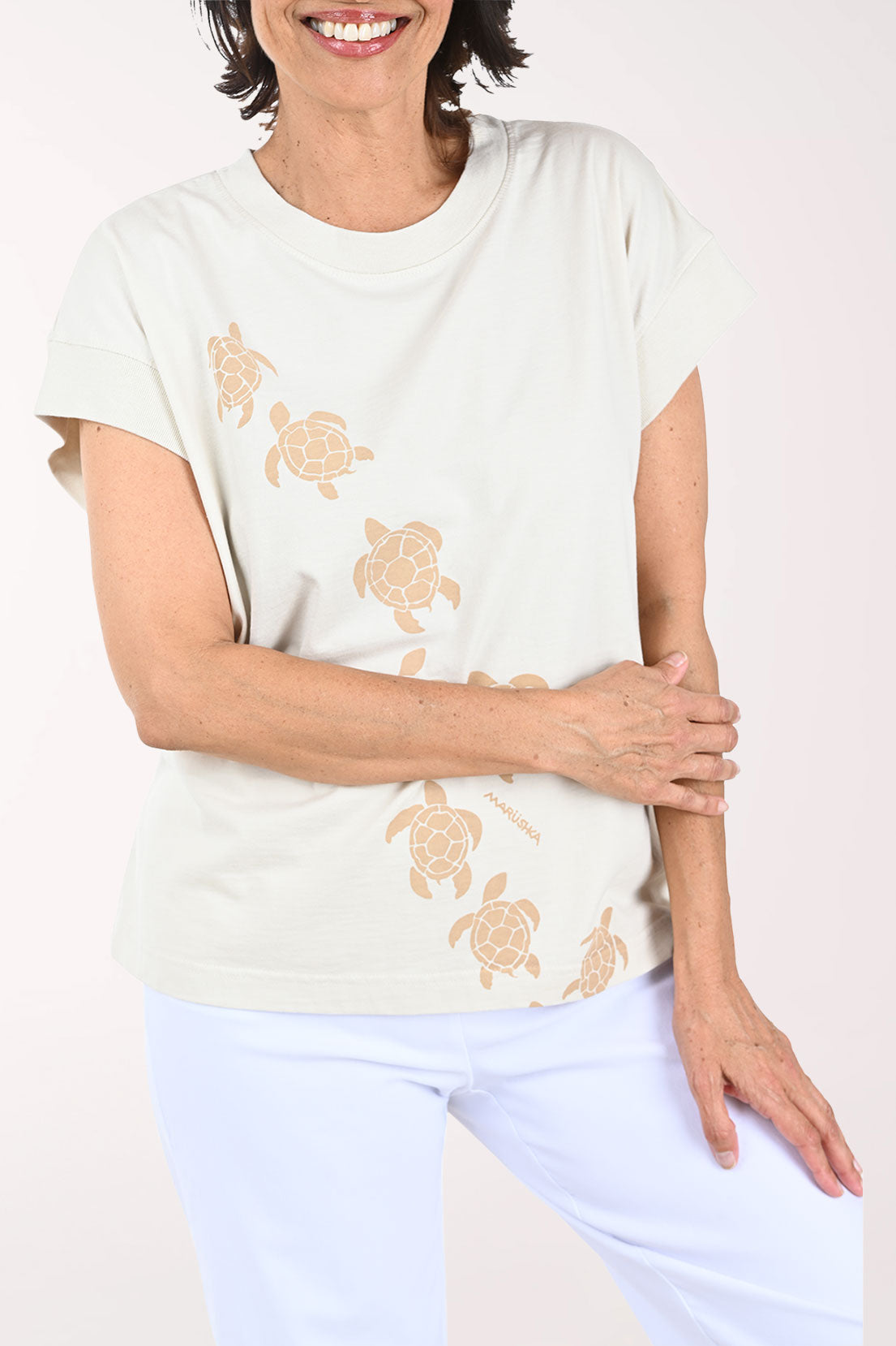 Natural Turtles Cap Sleeve Tee