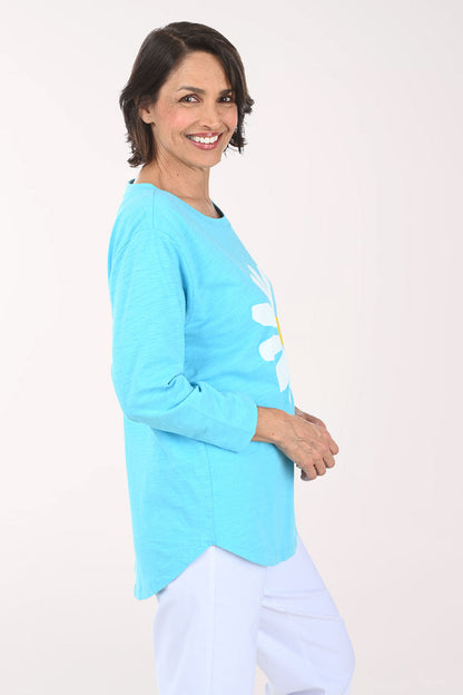 Pool Blue Daisy Cotton Tunic Top