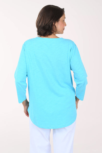Pool Blue Daisy Cotton Tunic Top