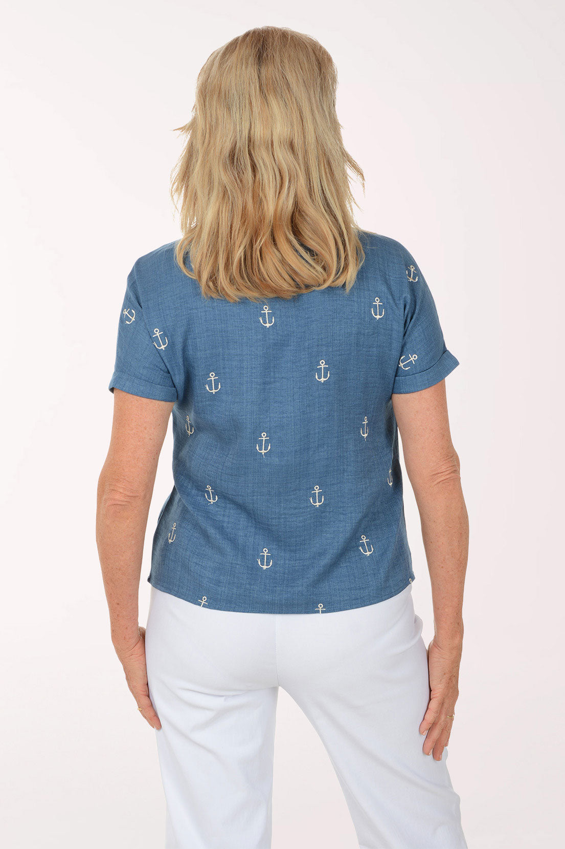 Embroidered Anchors Chambray Shirt