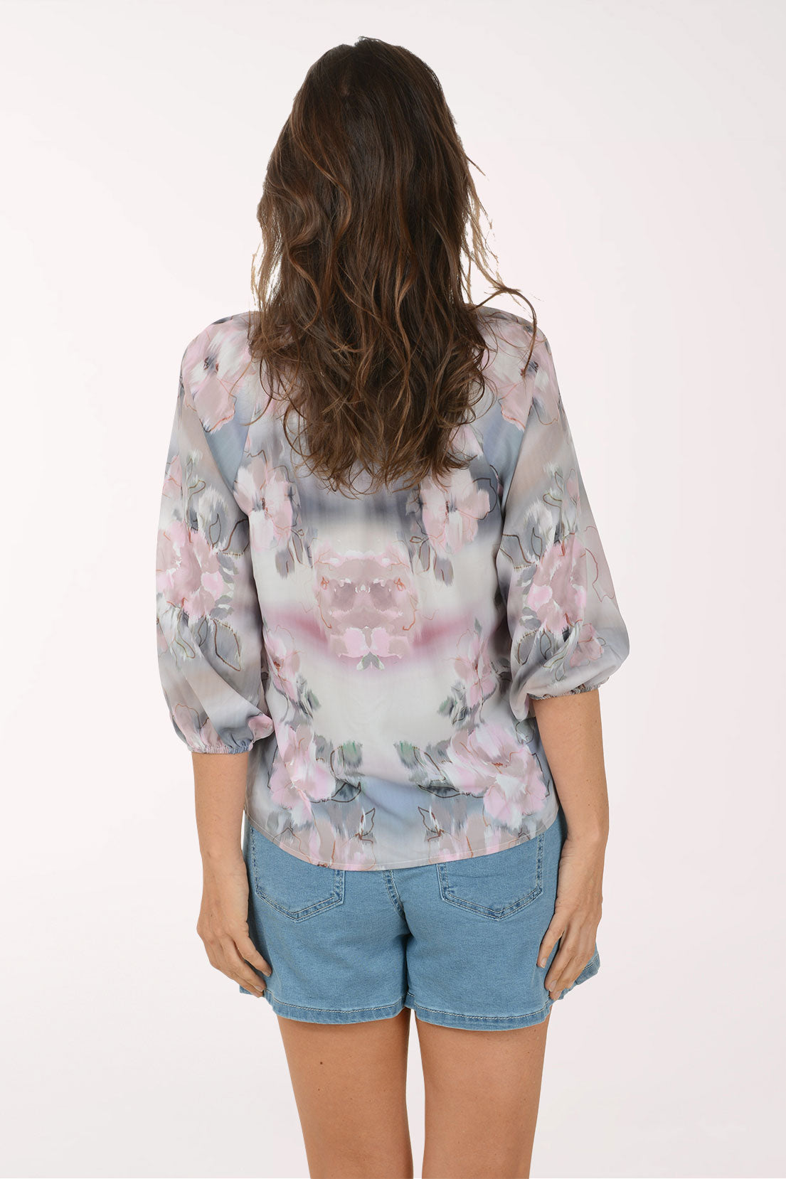 Hazy Flowers Puffed Sleeve Shirt