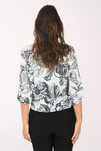 Etched Floral Tie-Front Shirt
