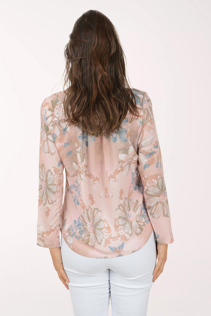 Mauve Floral Collared Blouse