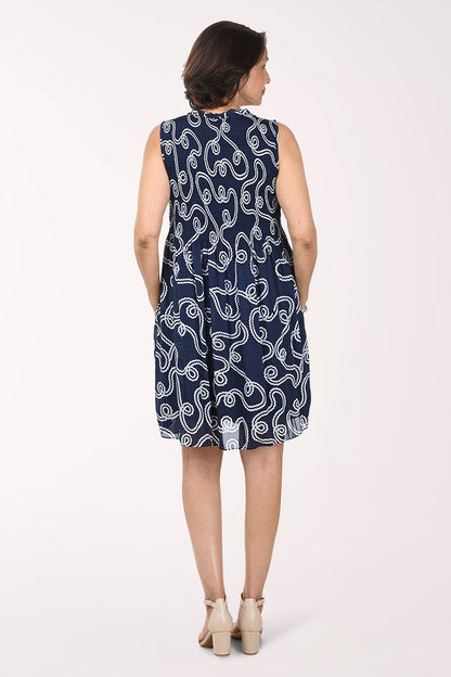 Knotted Rope Sleeveless Pleated Dress