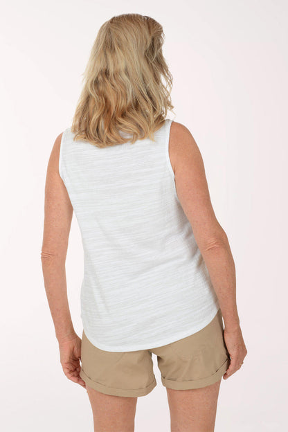 Slub Knit Smocked Front Sleeveless Top