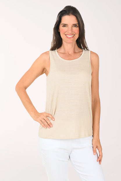 Slub Knit Button Back Sleeveless Top