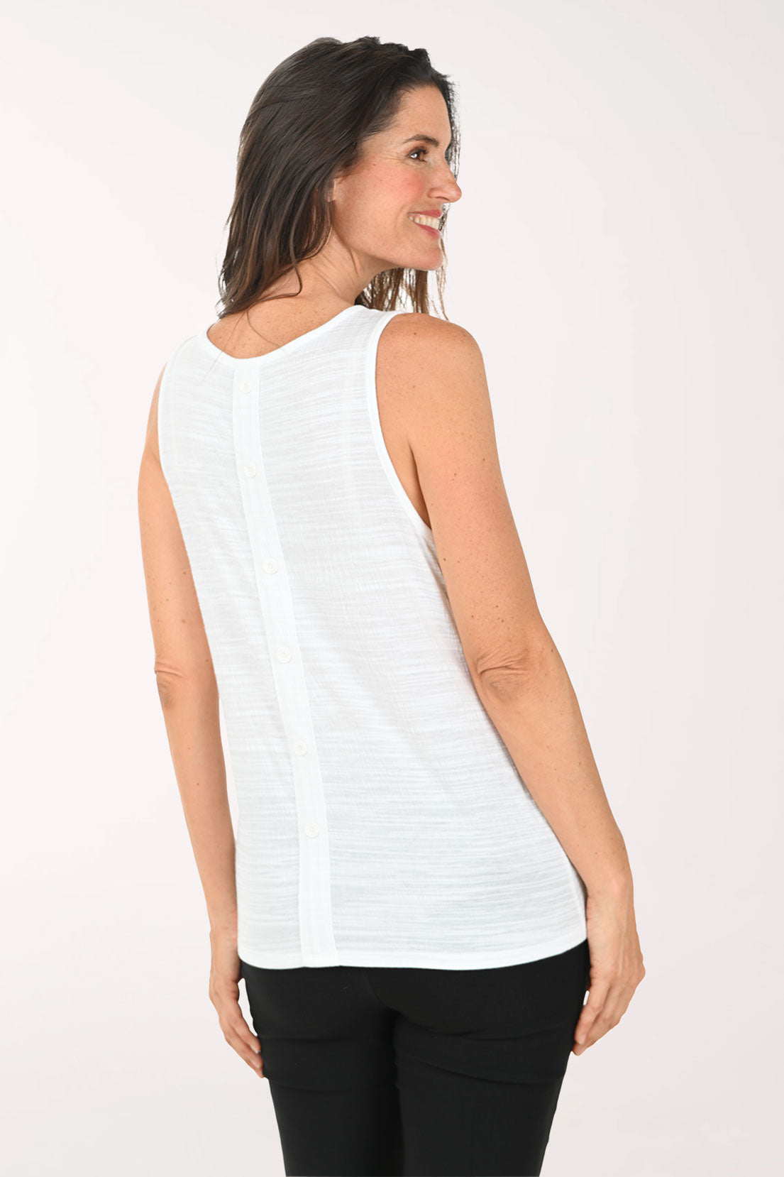 Slub Knit Button Back Sleeveless Top