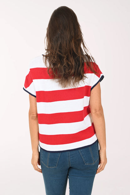 Stripes And Stars Short Sleeve Sweater