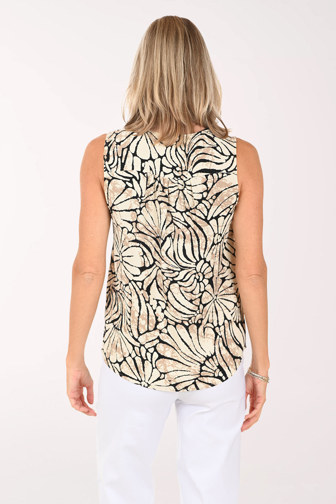 Seashell Button-Front Sleeveless Blouse